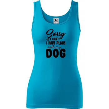 Dámské tílko s potiskem Sorry plans with dog Velikost: M, Barva: Tyrkysová