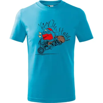 Chlapecké tričko Dětské tričko Santa na motorce Velikost: 146/10 let, Barva trička: Tyrkysová