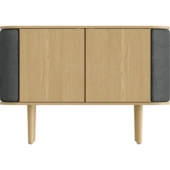 Komoda Umage, Dvoudveřová komoda Treasures dub a tmavě šedá látka tmavě šedá - Formadore