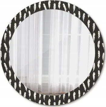Zrcadlo Zrcadlo kulaté na zeď Černo-bílé peří 80 cm