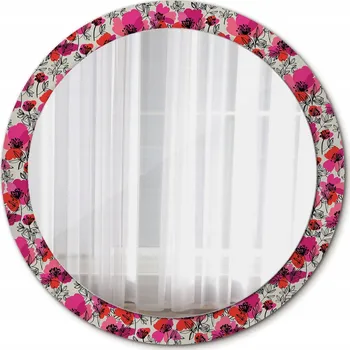 Zrcadlo Kulaté Zrcadlo do obýváku na zeď Růžové máky 90 cm