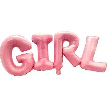 Balónek RŮŽOVÝ Fóliový Balón NÁPIS GIRL 42x107 baby shower dekorace Holčička