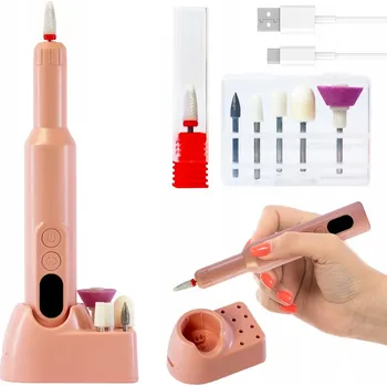 Bruska na nehty Bezdrátová Bruska na Nehty, Tichá, Růžová + Sada Fréz