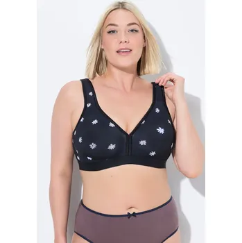 Podprsenka Ulla Popken, Plus size Podprsenka minimizer, květy, bez kostic, košíčky C-D pro plnoštíhlé nadměrná velikost, 838472100-1090, černý, 85C, Nadměrné velikosti, Plus size oblečení, Oblečení pro boubelky, Oblečení pro baculky, Oblečení pro plnoštíhlé, Oblečen