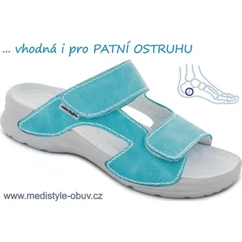 Dámská zdravotní obuv MEDISTYLE MIRKA LM-T17/1/B/OSTR pantofel modro-zelený, --- - 42