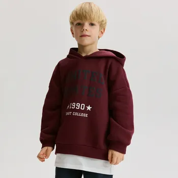 Chlapecká mikina Reserved - Mikina s nápisy a kapucí - hnědá - 019FK-83X - 019FK-83X-164