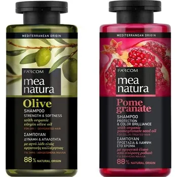 Kosmetická sada Farcom Mea Natura Šampon Gr. Jablko, ochrana barvy, 300 ml + Olivový šampon Síla a Jemnost 300 ml