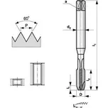 Bučovice Tools závitník strojní M12 HSSE TiN ISO1 s lamačem ČSN 22 3043 - BU163-120TIN