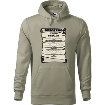 Pánská mikina Pánská mikina s potiskem Pivní přikázání Velikost (muž): XL, Vyberte barvu: Světlá khaki