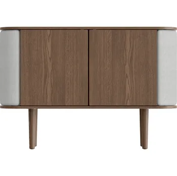 Komoda Umage, Dvoudveřová komoda Treasures tmavý dub a světle šedá látka - Formadore