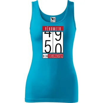 Dámské tílko s potiskem Věkometr 50 Velikost: 2XL, Barva: Tyrkysová