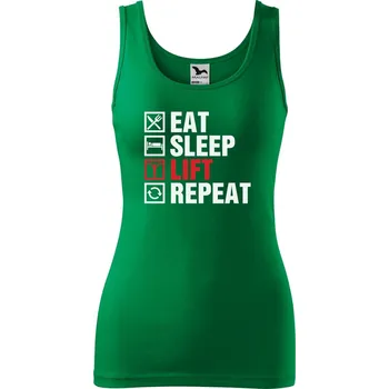 Dámské tílko s potiskem Eat sleep lift Velikost: XS, Barva: Středně zelená