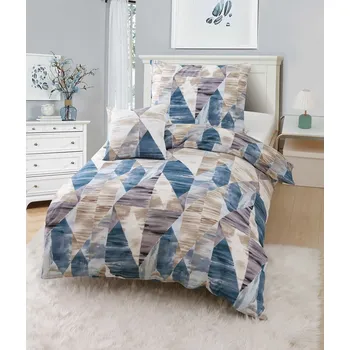 Povlečení Modro-hnědé 3dílné povlečení na jednolůžko z mikrosaténu 140x200 cm Eden – JAHU collections ID_1752688