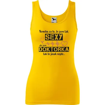 Dámské tílko s potiskem Sexy doktorka Velikost: XL, Barva: Žlutá