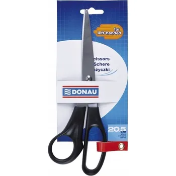 Nůžky pro LEVÁKY, kancelářské, z nerezové oceli, 20,5 cm, ČERNÉ, Donau, ODOLNÉ