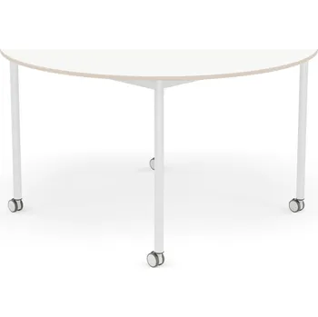 Jídelní stůl Muuto, Stůl na kolečkách Base kulatý laminovaný bílé nohy 128 cm bílý - Formadore