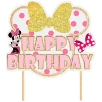 Dortová svíčka Zápich na dort Minnie- Zlatá mašle