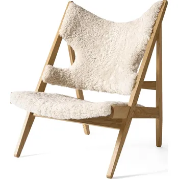 Křeslo Audo Copenhagen, Křeslo Knitting Sheepskin na dubových nožkách krémové - Formadore