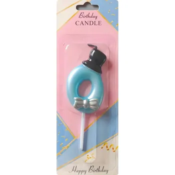 Dortová svíčka Modrá svíčka 0 číslo Číslice Elegantní klobouk narozeninové svíčky