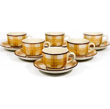 Čajová sada 6x keramický šálek Lucie s podšálkem béžová