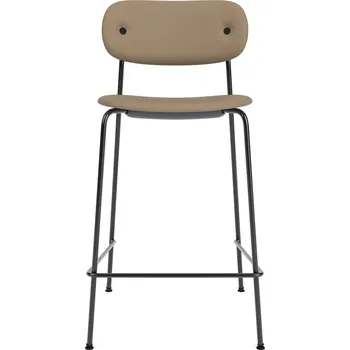 Barová židle Audo Copenhagen, Barová židle s opěradlem Co Sierra kožená na černých nožkách 95 cm světle hnědá - Formadore