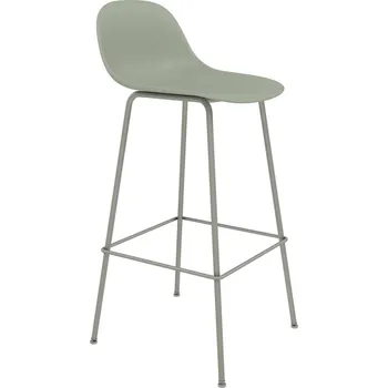 Barová židle Muuto, Barová židlička Fiber Tube s opěradlem 75 cm šedo-zelená - Formadore