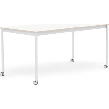 Psací stůl Muuto, Stůl na kolečkách Base laminovaný bílé nohy 80 x 160 cm bílý - Formadore