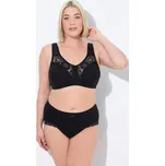 Ulla Popken, Plus size Odlehčující podprsenka, bez kostic, bavlna, košíčky C-F pro plnoštíhlé nadměrná velikost, 838570100-1083, černý, 100C, Nadměrné velikosti, Plus size oblečení, Oblečení pro boubelky, Oblečení pro baculky, Oblečení pro plnoštíhlé, Obl