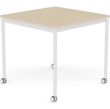 Jídelní stůl Muuto, Stůl na kolečkách Base čtvercový lakovaná dubová dýha bílé nohy 80 cm - Formadore