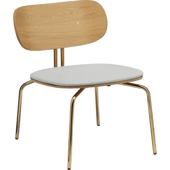 Křeslo Umage, Židle Curious Lounge s čalouněným sedákem na mosazných nožkách světle šedá - Formadore