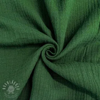 Dvojitá gázovina/mušelín dark green ORGANIC
