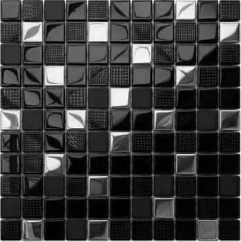 Obklad SKLENĚNÁ MOZAIKA SILVER VOLCANO ČERNÁ STŘÍBRNÁ 8mm