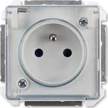 5518G-A02989 B1 Zásuvka jednonásobná IP 44 s ochranným kolíkem, s víčkem, jasně bílá/průhledné víčko, ABB Swing, Swing L