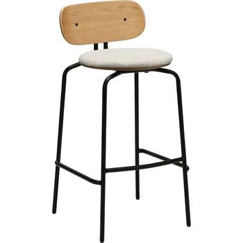 Barová židle Umage, Barová židle s opěradlem Curious Teddy s čalouněným sedákem na černých nožkách bílá - Formadore