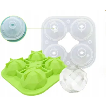 Tvořítko na led Silikonová forma na led ve tvaru koule 5 cm zelená 4 přihrádky