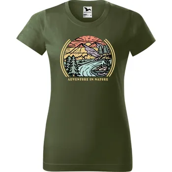 Dámské tričko Dámské tričko s potiskem Adventure in nature Barva trička: Khaki - 09, Velikost: M
