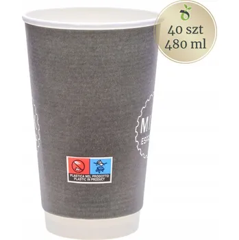 Papírové kelímky 500ml 20ks černé na kávu, čaj, vodu, pivo