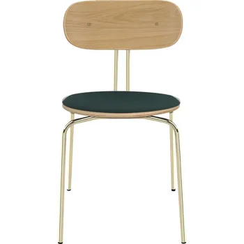 Jídelní židle Umage, Židle Curious s čalouněným sedákem na mosazných nožkách tmavě zelená - Formadore