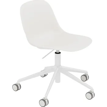 Muuto, Kolečková židle Fiber Swivel na hliníkových nožkách s regulací výšky bílá - Formadore