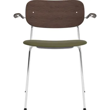 Jídelní židle Audo Copenhagen, Židle Co Sierra zádová opěrka tmavý dub kožený sedák a područky na chromových nožkách zelená - Formadore