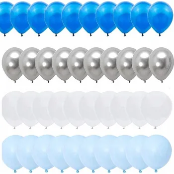 Balónek BALÓNKY sada STŘÍBRNÉ modré BÍLÉ MODR. 24 ks