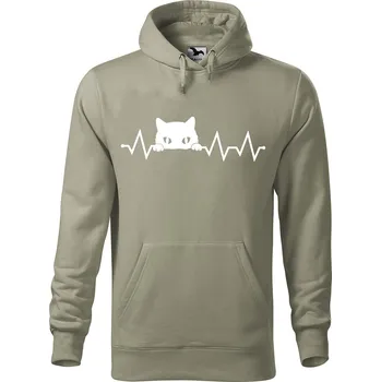 Pánská mikina Pánská mikina s potiskem Tep kočka Velikost (muž): L, Vyberte barvu: Světlá khaki