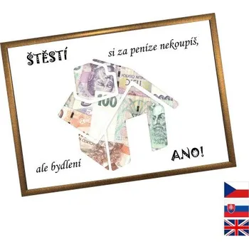 Žertovný předmět Rámeček na darování peněz - Bydlení, Nápis česky, Rámeček 905 - bronzová