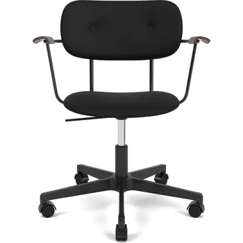 Jídelní židle Audo Copenhagen, Otočná židle Co Sierra kožená s područkami na černých nožkách černá - Formadore