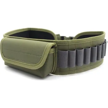 Sportovní střelba Nábojový široký pás - zelený s kapsou 034zK