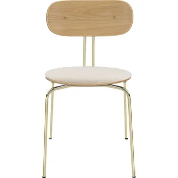 Jídelní židle Umage, Židle Curious Teddy s čalouněným sedákem na mosazných nožkách bílá - Formadore