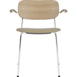 Audo Copenhagen, Židle Co zádová opěrka světlý dub čalouněný sedák s područkami na chromových nožkách béžová - Formadore