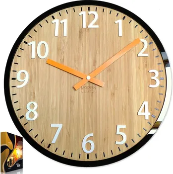 Hodiny Nástěnné hodiny dřevěné bambusové akrylové Karina Tortora Kulatý Quartzové