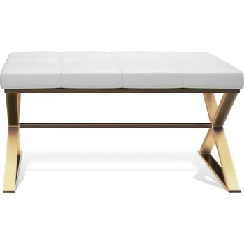 Decor Walther, Lavička Decor Walther s polštářem z bílé ekokůže zlatá mat - Formadore