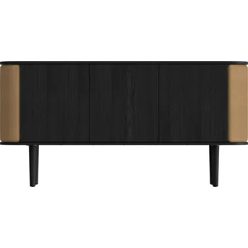 Komoda Umage, Třídveřová komoda Treasures černý dub a hnědá tkanina - Formadore